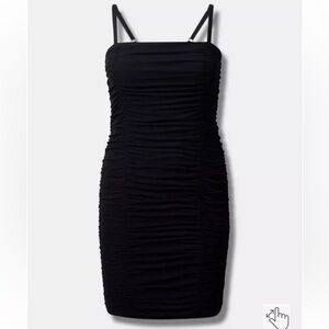 TORRID NWT Mini Mesh Shirred Bodycon Dress Black size 1